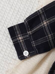 Playful Pals 男婴梭织贴布衬衫领前按扣胸前贴布松紧腰裤休闲长袖连体衣，秋季 - 藍色 - 查看 3