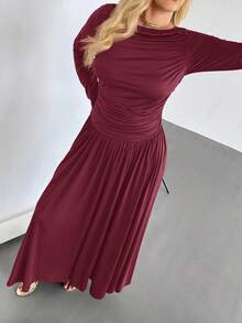 Auralis Váy dài cỡ lớn, Váy mùa thu, Váy dài tay, Váy co giãn cao và thoải mái Quần áo mùa thu cho phụ nữ Váy thanh lịch mùa thu cho phụ nữ Váy mùa thu cho phụ nữ Váy khiêm tốn - Màu Đỏ Sâu - Xem 7