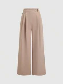 Sweetra Women's Khaki Casual Straight Leg Wide Leg Suit Pants, Versatile For Commuting, Autumn/Winter