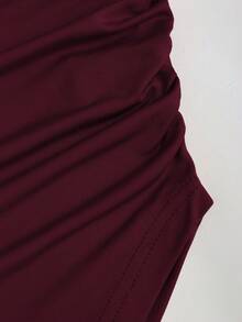 Sweetra Conjunto de top asimétrico con hombro fruncido elegante para mujer - Multicolor - Ver 5