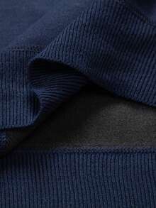 Calvornis 男士秋冬季保暖内衬鹿纹二合一长袖休闲毛衣，藏蓝色 - 藏蓝色 - 查看 3