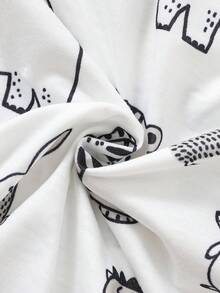 SHEIN 3pcs Newborn Baby Unisex Cute Cartoon Print Long Sleeve Footed Romper Pajama Set