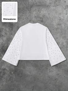 ROMWE MEN Street Life Men's Casual Fashion Street Jesus Pattern Rhinestone Flare Sleeve Pullover Hoodie, Spring/Autumn