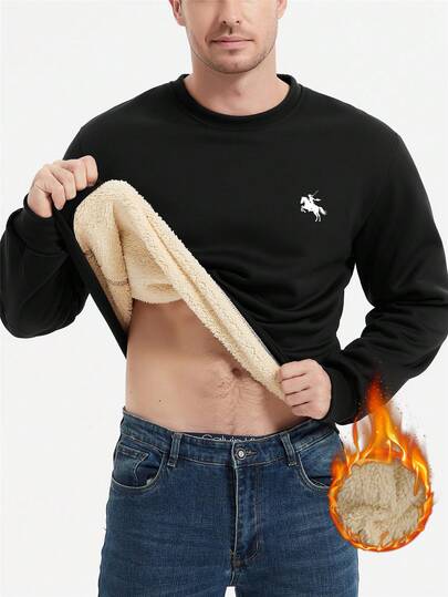 Manfinity Homme 男士休闲骑士印花羊毛卫衣，秋冬