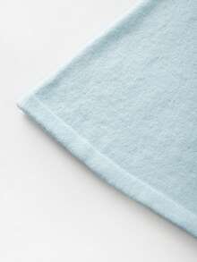 SHEIN Franclia 秋季新款V领收腰针织A字连衣裙，优雅知性 - 藍色 - 查看 6