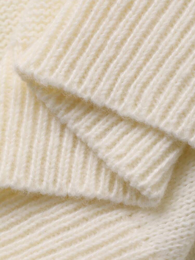 Women's Casual Solid Color Patchwork Bow Design Pullover Knit Sweater, Suitable For Autumn & Winter