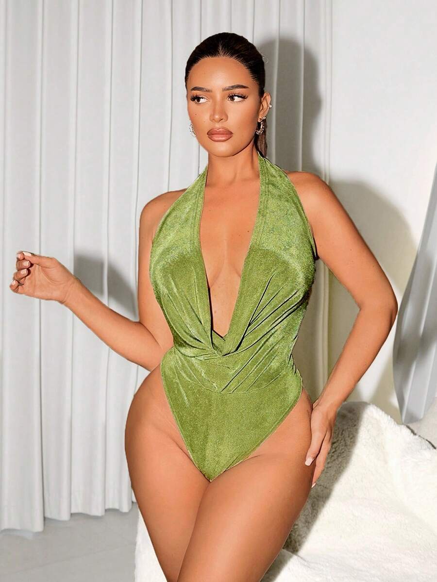 Sirith Body sin espalda de unicolor informal para mujer - Verde militar - Ver 1