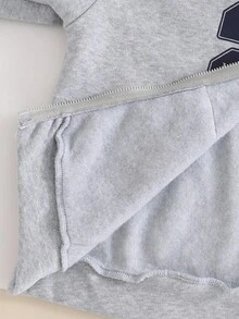 Sweetra Young Autumn/Winter Girls' Hooded Zip-Up Jacket With English Print - Contrast Letter Print Mix Street Style, Warm Knit Fabric Suitable For Autumn/Winter, Slightly Oversized Fit Allows Room For Growth, Energetic Campus & Street Style! - Grey - View 6