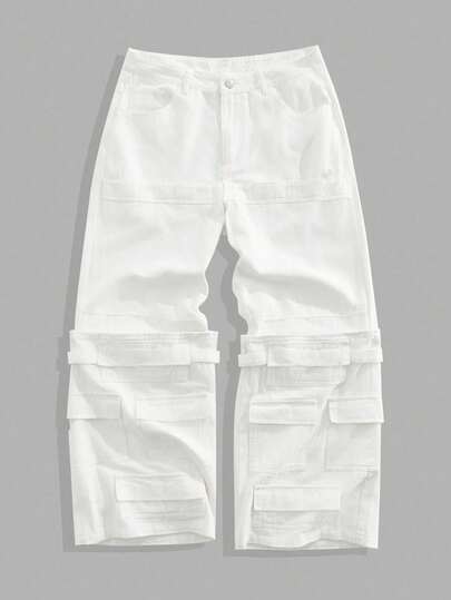 Street Life Jeans décontractés amples à jambes larges avec poches, de couleur claire, pour hommes