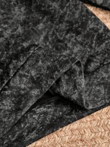 SHEIN 年轻女孩高品质黑色长袖连帽运动衫，水钻装饰宽松家庭装，秋冬 - 黑色 - 查看 8