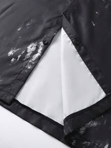 ROMWE MEN Anime 男士哥特式暗黑风格长袖单排扣衬衫，秋季 - 黑色 - 查看 3