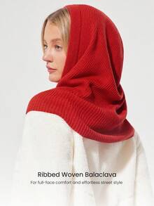 GLOWMODE Keep It Cozy 30% Wool Soft Warm Chill Ribbed Drawstrings Woven Balaclava Autumn Winter Daily Casual Wear