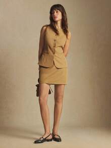 BizChic 2025秋冬新款棕色露肩背心上衣和迷你裙两件套，复古别致，优雅都市通勤日常浪漫休闲90年代圣诞新年装扮，感恩节派对礼服，海滩毕业典礼时尚装扮，百搭简约浪漫风，适合婚礼宾客、主人、约会、派对、音乐会、早午餐、机场等多种场合。 - 咖啡棕 - 查看 5