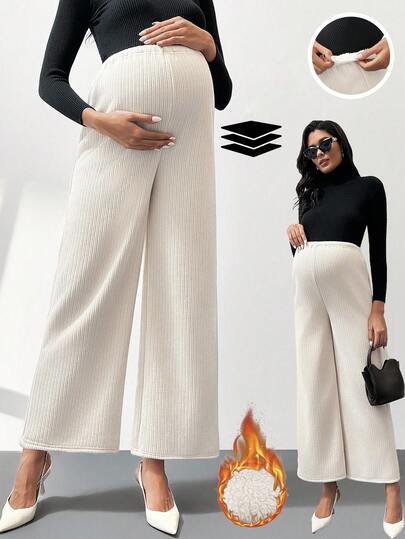 MaterniWear Pantalones de chándal casuales y holgados de maternidad de unicolor con cintura ajustable