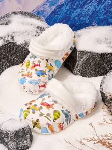 JNSQ 1 Pair Pink Girls Winter Fashion Casual Infant Clogs Thermal Lined Warm Indoor Slippers