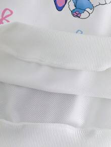 Sparklyn 2pcs Set Casual Fashion Outfit, Cute Rabbit Print Sweatshirt Top & Sweatpants Set For Young Girls - Multicolor - View 5