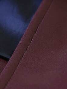 Aveloria Modichic Jaket Blazer Double-Breasted Longgar dari Kulit PU yang Elegan, Melangsingkan dan Bergaya - Burgundy - View 7