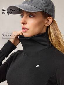 OutZeal Damska ciepła, miękka, szczotkowana koszulka z długim rękawem i kołnierzem typu cowlneck, na co dzień, na jesień i zimę