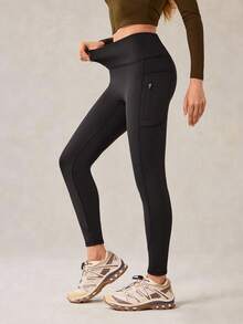 OutZeal Women Thermal Warm Brushed Stretch High Waist Pockets Black Outdoor Legging Hiking Camping Fall Winter - Black - View 7