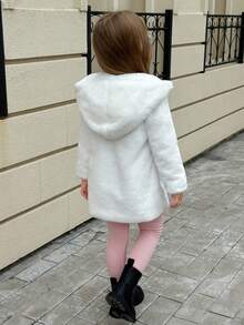 Elladie kids 少女翻领羊毛夹克，秋冬 - 白色 - 查看 2