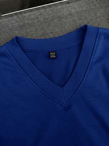 SHEIN EZwear 女式超大V领宽松休闲运动衫，适合秋冬季，海军蓝