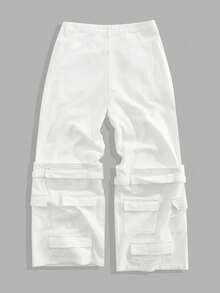 ROMWE MEN Street Life Quần jeans ống rộng ống rộng có túi màu sáng dành cho nam - trắng - Xem 9