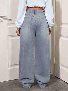 SHEIN Tall Casual Retro Vintage Washed Straight Leg Jeans