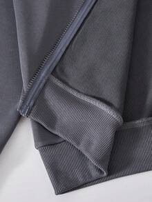 Sparklyn 3 件套青少年女孩休闲装，包括带马图案的连帽拉链运动衫、白色背心和松紧腰直筒裤，秋季 - 深灰色 - 查看 7