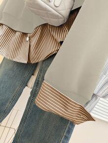 SHEIN PETITE CURVE 大码女式休闲二合一长袖运动衫