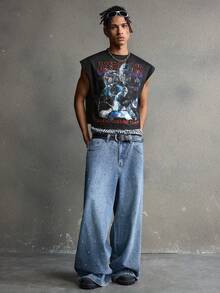 AXEPEAK Camiseta de tirantes con gráficos de hockey americano y ajuste holgado para hombre - Negro - Ver 6