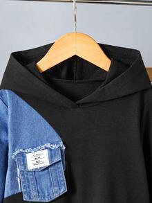 Áo hoodie dài tay in chữ và quần jogger cho bé trai, trang phục thường ngày, thu/đông - màu đen - Xem 3