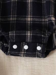 Playful Pals 男婴梭织贴布衬衫领前按扣胸前贴布松紧腰裤休闲长袖连体衣，秋季 - 藍色 - 查看 5