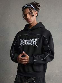 AXEPEAK Men's American Street Gothic Style Hoodie And Sweatpants Set, Fall Winter Clothes