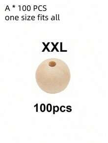 SHEIN 100 piezas de cuentas de madera de color natural de madera para manualidades DIY