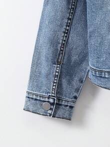 Tween Boys 2pcs Denim Outfit, Autumn New Arrival, Versatile College Style, Street Fashion, Vintage Dark Blue Washed Distressed Ripped Slim Fit Denim Jacket Coat Paired With Slim Fit Denim Pants, Soft & Comfortable Fabric, Casual & Simple Style For Teenage Boys Fall Winter