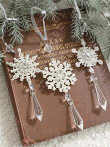 Cirelle Christmas Tree Transparent Snowflake String Pendant Three Sticky Powder Acrylic Christmas Snowflake Decorations