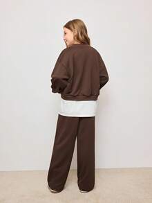 Tween Girl Casual Letter Print Jacket And Pants Set, Autumn