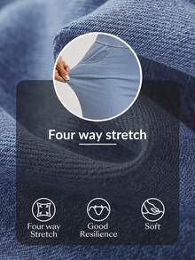 Flexra 女式松紧腰口袋阔腿宽松休闲牛仔裤 - 藍色 - 查看 7