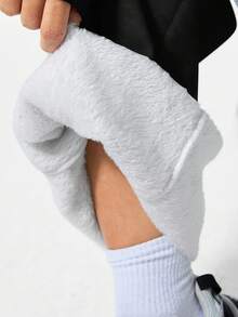 SHEIN Quần dài thể thao ống rộng in chữ lót nhiệt, cạp rút, dáng rộng cho bé gái tuổi teen, mùa thu/đông - màu đen - Xem 6