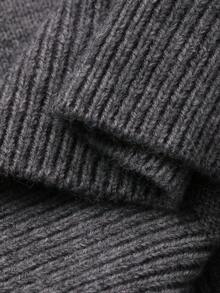 DAZY Jeune fille Tricot décontracté avec broderie de lettre et col contrastant, Automne/Hiver - Gris - Voir 8