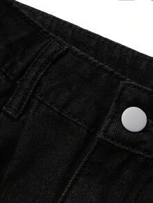 Livesso Women's Loose Casual Pleated Straight Leg Jeans,Back To School Clothes - Black - View 6