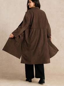 Nubod Fashionable Casual Vintage Waist Cinched Versatile Commuter Jacket - Coffee Brown - View 2