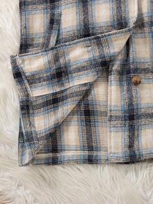 1pc Tween Girl Winter Jacket, Retro American Plaid Design, Small Lapel, Open Front, Fleece Fabric, Simple & Stylish, Versatile For Casual Wear & Commuting - Multicolor - View 6