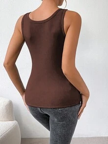 Xyvia Chaleco de unicolor casual con forro térmico, otoño/invierno