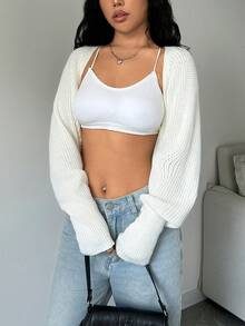 SHEIN Tall Cárdigan sin mangas suelto y de unicolor para mujer, otoño