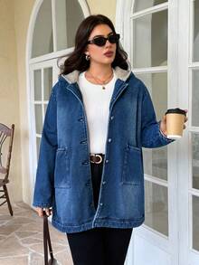 Flexra Plus Size Women Casual Long Padded Jacket, Winter Women's Winter Jacket - Medium Wash - View 6