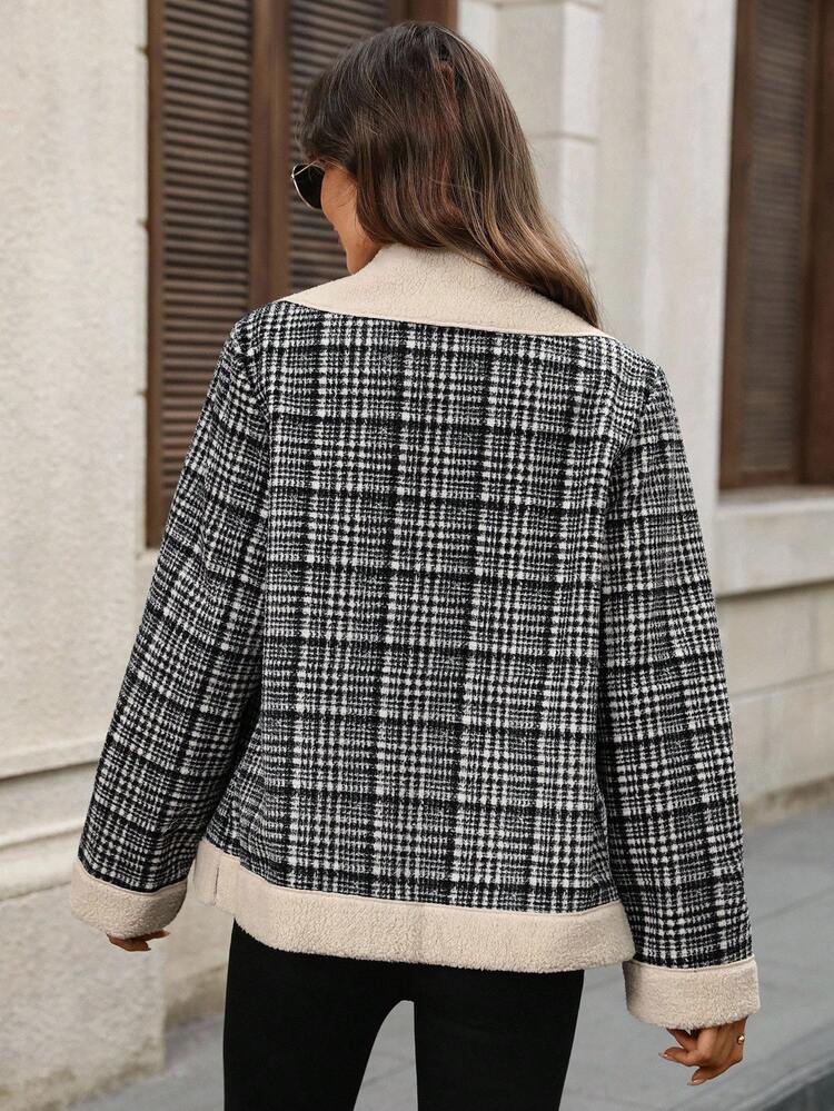 Women's Vintage Plaid Lapel Double-Breasted Jacket, Autumn/Winter  Autumn Outfits For Women  Women's Winter Jacket  Women's Winter Coat   Fall Clothes For Women Autumn Outfits For Women