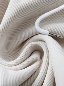 Franclia Quần ống đứng cạp chun rút màu trơn dành cho nữ, lót giữ nhiệt cho mùa thu/đông - Màu be - Xem 7