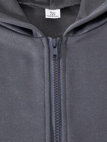 Sparklyn 3 件套青少年女孩休闲装，包括带马图案的连帽拉链运动衫、白色背心和松紧腰直筒裤，秋季 - 深灰色 - 查看 5