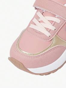 JNSQ 1双女童儿童运动鞋毛绒拼接PU粉色复古风格运动风格轻便耐磨爱心金跑步鞋运动鞋 - 藕粉色 - 查看 7